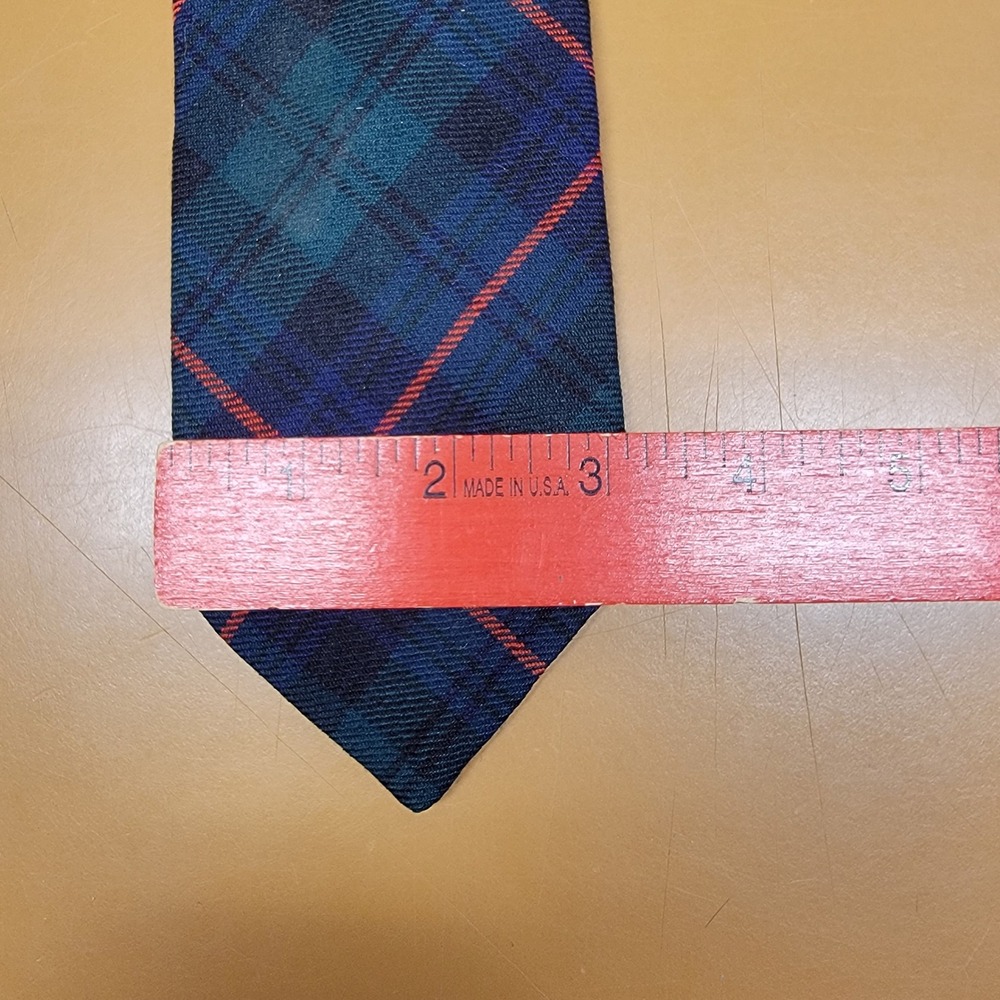 Kinloch Anderson Armstrong Tartan Plaid Wool Tie Made in Scotland Blue Green - Picture 2 of 6